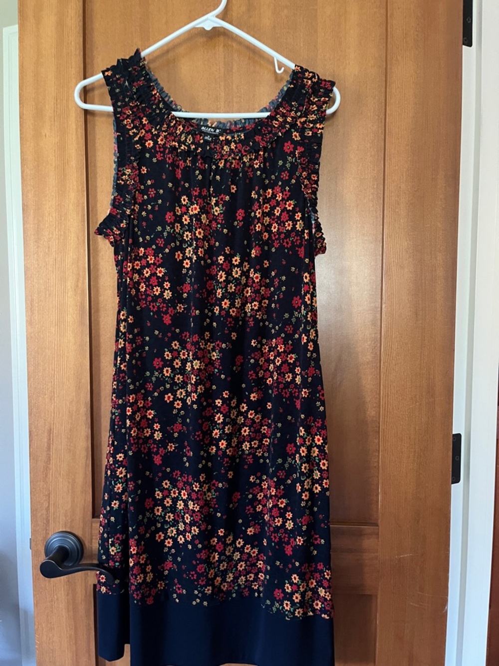 Navy blue Floral Sleeveless Midi Dress